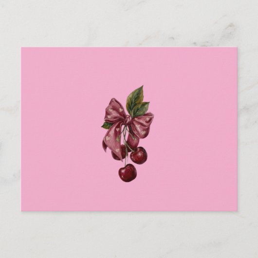 Coquette Roze Kers Lint Kussen Briefkaart (Voorkant)