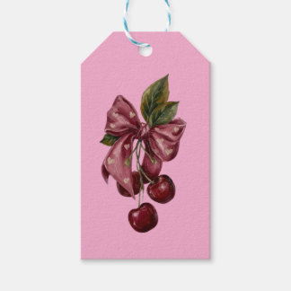 Coquette Roze Kers Lint Kussen Cadeaulabel