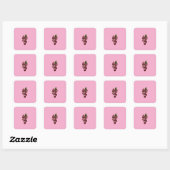 Coquette Roze Kers Lint Kussen Vierkante Sticker (Vel)