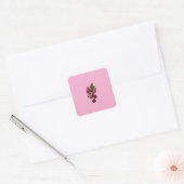Coquette Roze Kers Lint Kussen Vierkante Sticker (Envelop)