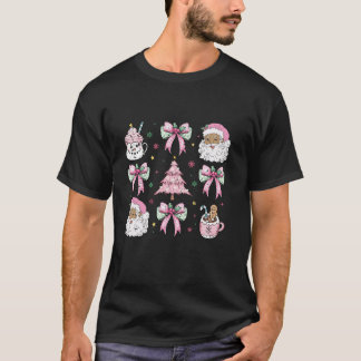 Coquette Roze Kerstboog Afrikaanse Bruine Santa Co T-shirt