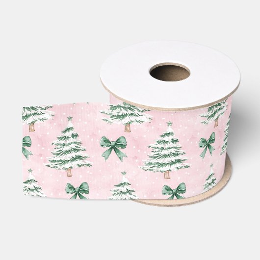 Coquette Roze Kerstboom Grosgrain Lint (Spoel)