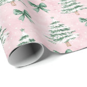 Coquette Roze Kerstboom Inpakpapier (Rol Hoek)