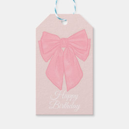 Coquette roze lint boog cadeaulabel