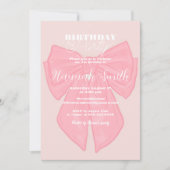 Coquette roze lint boog kaart (Voorkant)