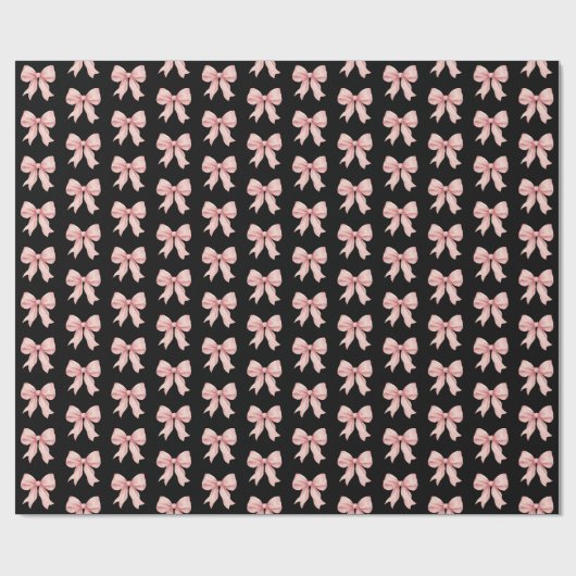 Coquette Roze Lint Boog Patroon Inpakpapier (Vlak)