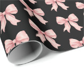 Coquette Roze Lint Boog Patroon Inpakpapier (Rol Hoek)