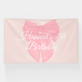 Coquette roze lint boog spandoek (Horizontaal)