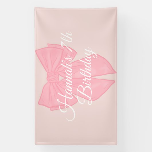 Coquette roze lint boog spandoek (Verticaal)