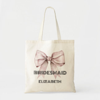 Coquette roze lint lint Persoonlijke bruidsmeisje Tote Bag
