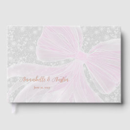 Coquette roze linten boeket guestbook gastenboek