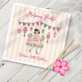 Coquette Roze Mahjong Feestspel Nacht voor Meisjes Servet
