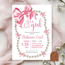 Coquette Roze Meisje Baby Shower Uitnodiging