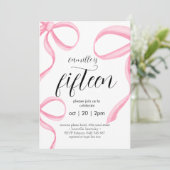 Coquette Roze meisje verjaardag Uitnodiging (Staand voorkant)