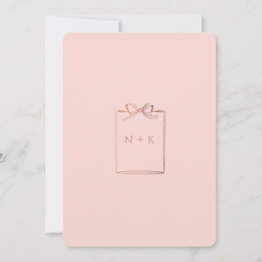 Coquette roze papier lint bruiloft kaart (Achterkant)