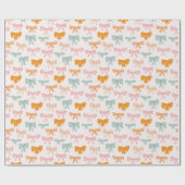 Coquette roze pastel strikken cadeaupapier (Vlak)