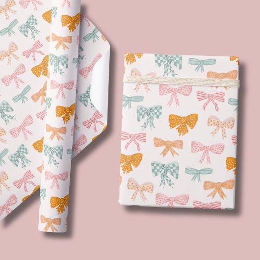 Coquette roze pastel strikken cadeaupapier