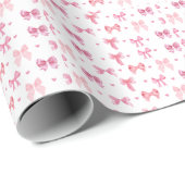 Coquette Roze Patroon Schattige Girly Ribbon Cadeaupapier (Rol Hoek)