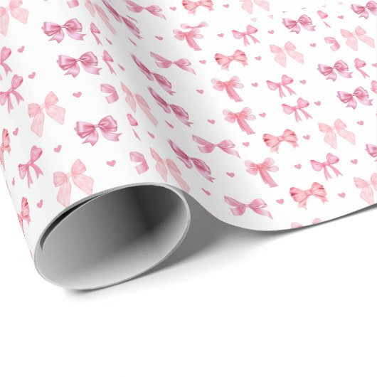 Coquette Roze Patroon Schattige Girly Ribbon Cadeaupapier (Rol Hoek)