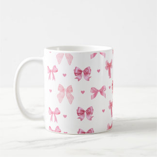 Coquette Roze Patroon Schattige Girly Ribbon Koffiemok