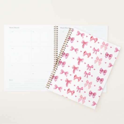 Coquette Roze Patroon Schattige Girly Ribbon Planner (Display)