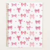 Coquette Roze Patroon Schattige Girly Ribbon Planner (Voorkant)