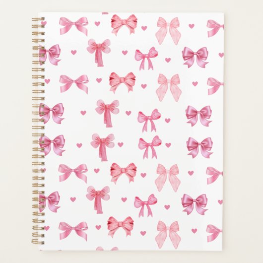 Coquette Roze Patroon Schattige Girly Ribbon Planner (Voorkant)