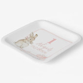 Coquette Roze Peter het Konijn 1e Verjaardag Papieren Bordje (Gebogen)