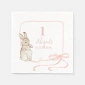 Coquette Roze Peter het Konijn 1e Verjaardag Servet (Voorkant)