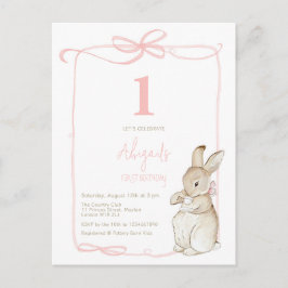 Coquette Roze Peter het Konijn Meisje 1e Verjaarda Briefkaart