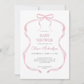 Coquette Roze Plaid Ribbon Bow Girl Baby shower Kaart (Voorkant)