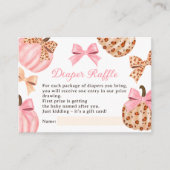 Coquette Roze Pompoen Bow Baby Luier Raffle Informatiekaartje (Voorkant)