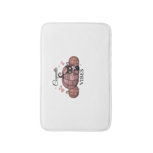 Coquette Roze Pompoen Kat Klassiek T-shirt Badmat (Voorkant Verticaal)