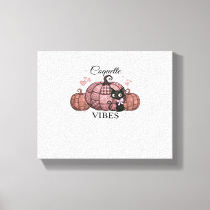 Coquette Roze Pompoen Kat Klassiek T-shirt Canvas Afdruk