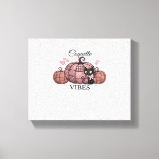 Coquette Roze Pompoen Kat Klassiek T-shirt Canvas Afdruk