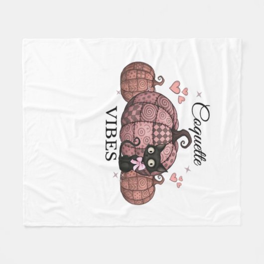 Coquette Roze Pompoen Kat Klassiek T-shirt Fleece Deken (Voorkant (Horizontaal))