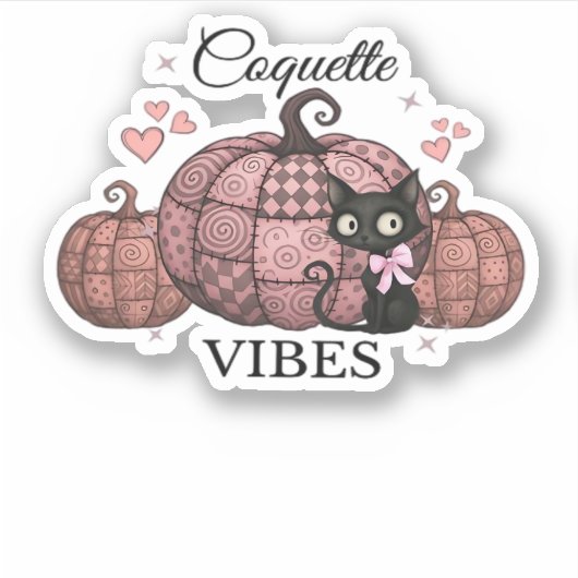 Coquette Roze Pompoen Kat Klassiek T-shirt Sticker (Voorkant)