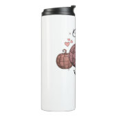 Coquette Roze Pompoen Kat Klassiek T-shirt Thermosbeker (Gedraaid links)