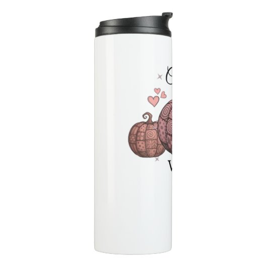 Coquette Roze Pompoen Kat Klassiek T-shirt Thermosbeker (Gedraaid links)