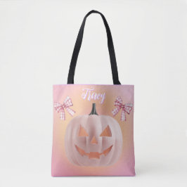 Coquette Roze Pompoen met Bogen Custom Tote Bag