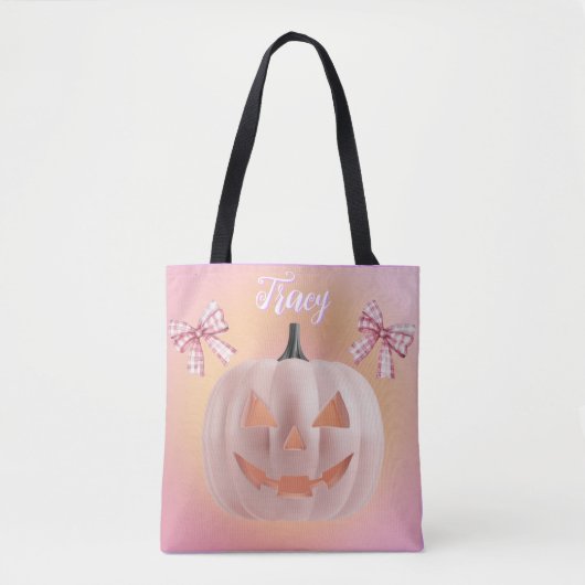Coquette Roze Pompoen met Bogen Custom Tote Bag (Voorkant)