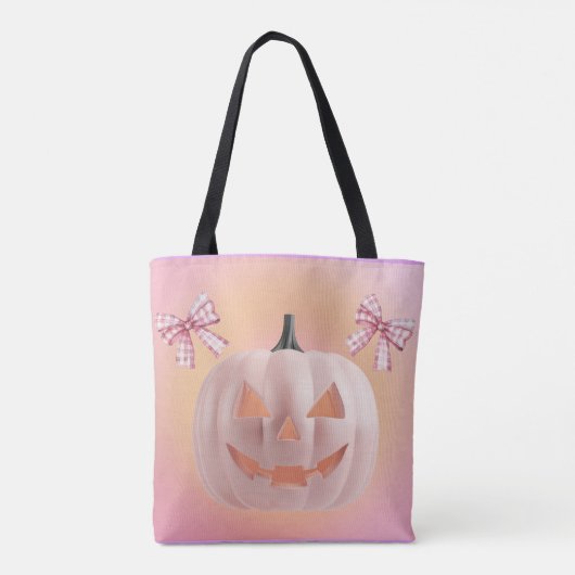 Coquette Roze Pompoen met Bogen Custom Tote Bag (Achterkant)