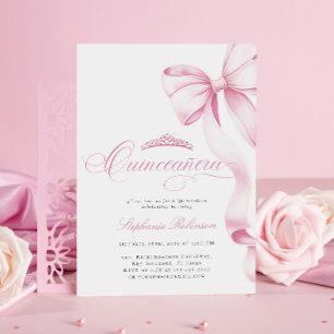 Coquette Roze Quinceañera Uitnodiging