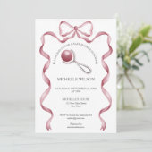  Coquette Roze Ribbon Bow Baby Meisje Kaart (Staand voorkant)