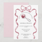  Coquette Roze Ribbon Bow Baby Meisje Kaart (Voorkant / Achterkant)