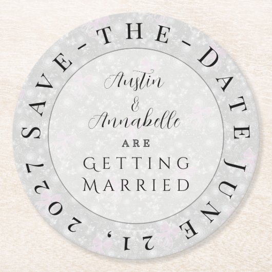 Coquette Roze Save-the-Date onderzetter (Voorkant)