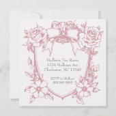 Coquette Roze Schattige Vrouwelijke Bow Lijst Part Kaart (Achterkant)