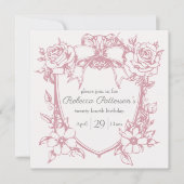 Coquette Roze Schattige Vrouwelijke Bow Lijst Part Kaart (Voorkant)