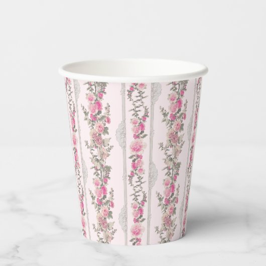 Coquette Roze ?Shabby Chick Love Shack Girly Toile Papieren Bekers (Achterkant)
