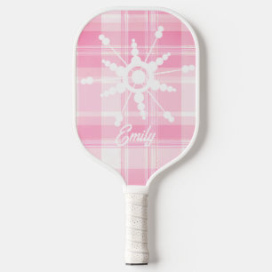 Coquette Roze Sneeuwvlok Schotland Geruite Naam Pickleball Paddle